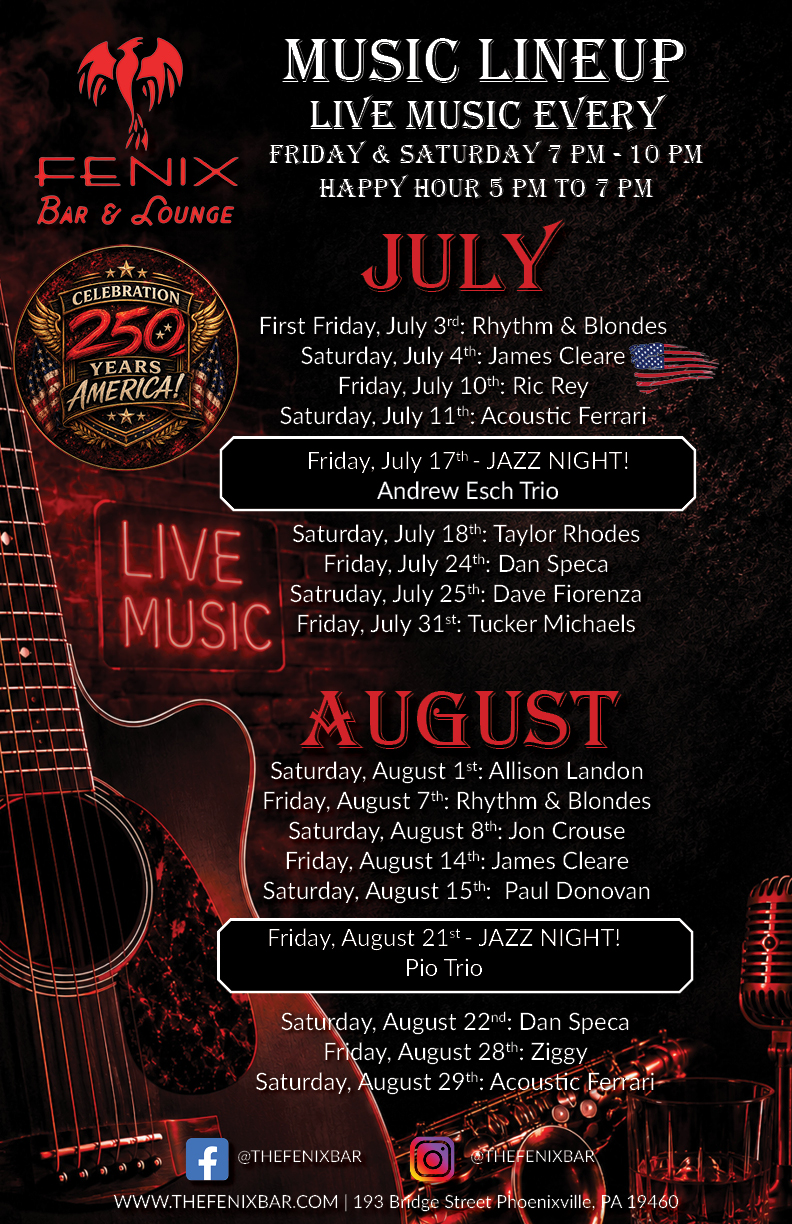 Fenix Live Bands July August 2026 Fenix Live Bands July August 2026